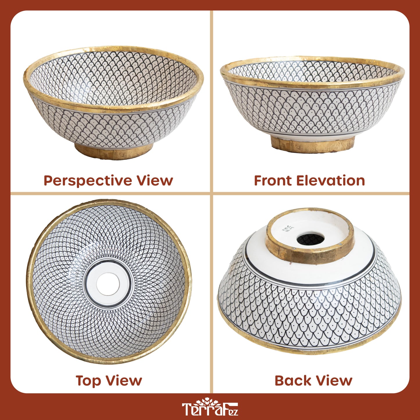 different perspective views round fishscale sink