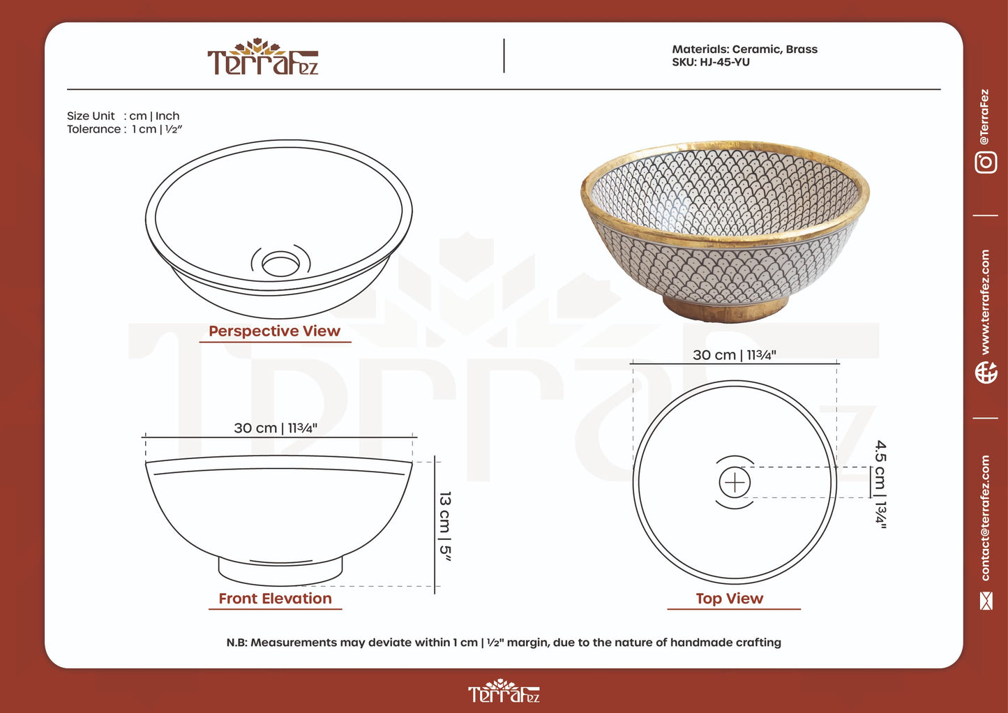 technical drawing of round fish scale bathroom sink
