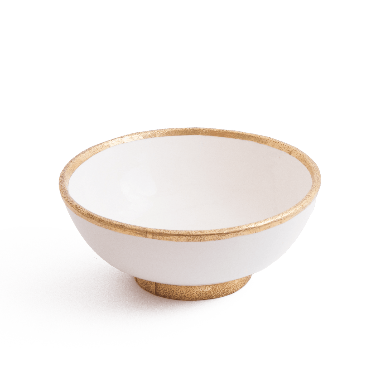 Handcrafted Moroccan white ceramic bowl sink with elegant brass-rimmed edge and matching brass base