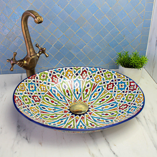 Lavabo de salle de bain ovale en céramique - Forme tortue