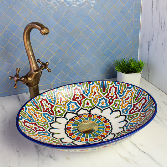 Lavabo ovale en céramique - Forme tortue