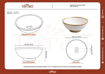 Technical drawing of handmade Moroccan vessel sink